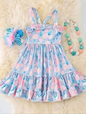Girls Pastel Pink and Blue Ruffle Sundress